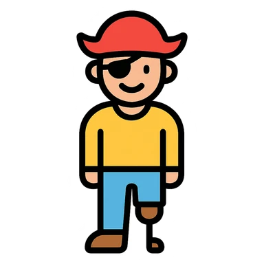 colored icon of a man with a peg leg sticker