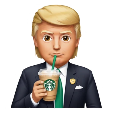 trump with stabucks drink sticker