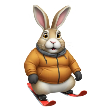 Fat hare skiing in the snow sticker