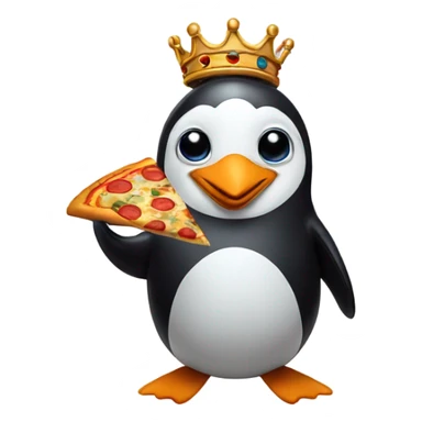 A penguin king that has a pizza in his hand sticker