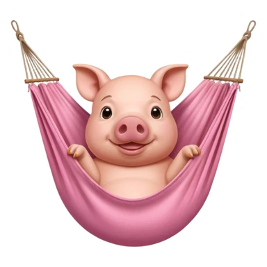 A pig lying in a hammock, fully relaxed, portrait, bust up sticker
