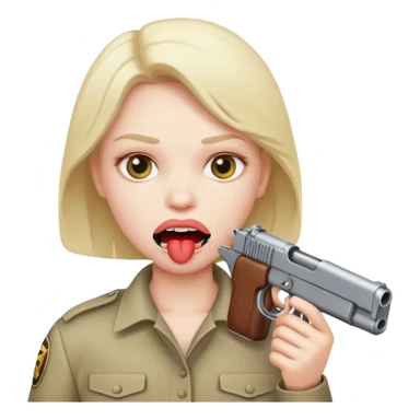 Gun emoji in mouth sticker