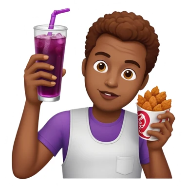 Black guy with grape soda and chicken  sticker