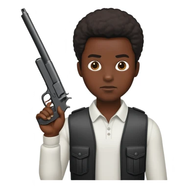 A black skin colour man with a gun sticker