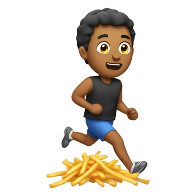 men eating french fries while running sticker