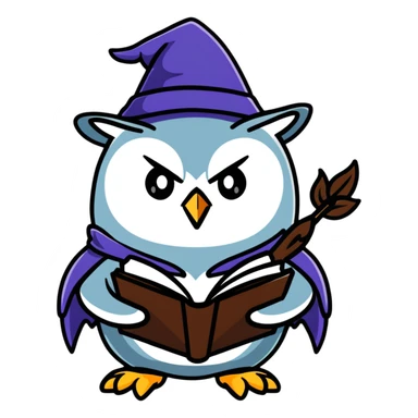 owl wizard with spell book sticker