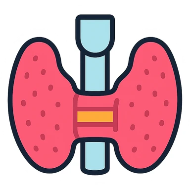 clear, colorful icon of the thyroid gland, anatomical, color outline style sticker