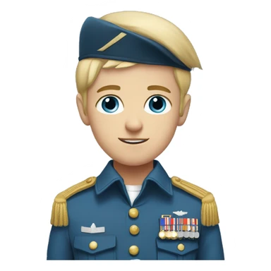blue eyed boy with blonde hair and blue military uniform sticker