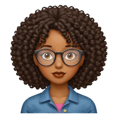 Black girl with curly hair and glasses sticker