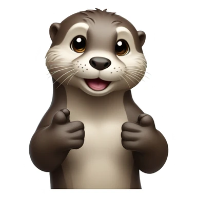  Cute otter holding two fingers up sticker