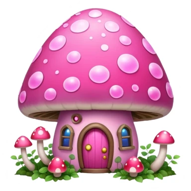 Pink girly Galaxy mushroom house covered in vines sticker