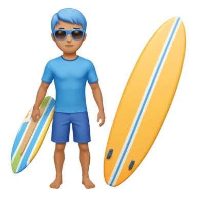 cute male surfer riding a wave, wearing shorts, sunglasses, holding balance, colorful surfboard, 3D cartoon, mobile game icon, clean background, no text sticker