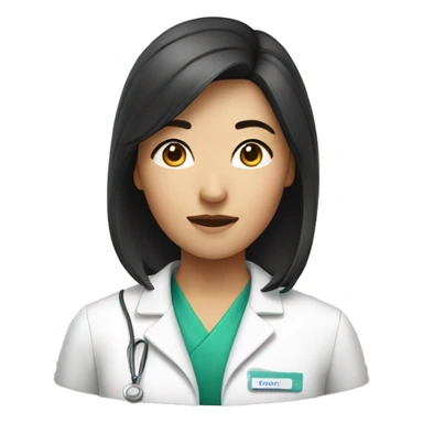 Medium hair Asian woman pharmacist sticker