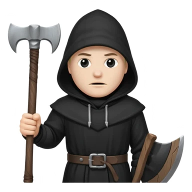 an executioner with a black hood so we can't see his face and an axe in his hand sticker