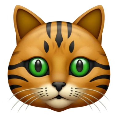 een bruine kat met zwarte strepen en groene ogen sticker