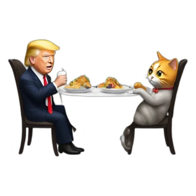Trump and cat dining sticker