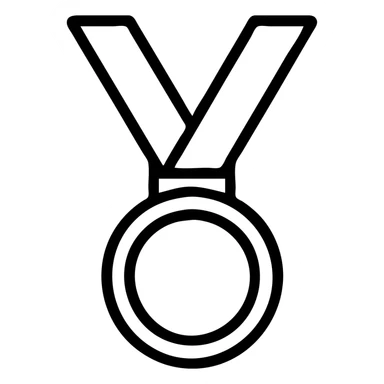 A gold medal with a ribbon sticker