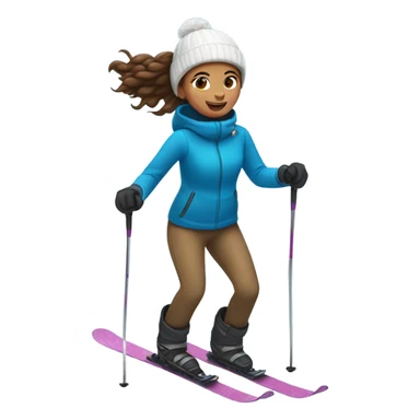 Girl with brown hair skiing down a hill sticker