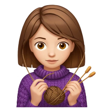  Woman with brown bobbed  hair and highlights light brown eyes no glasses tangked yarn  Knitting emoji sticker