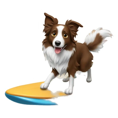 Brown border collie surfing sticker