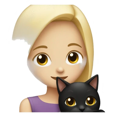 Blonde girl hugging black cat sticker