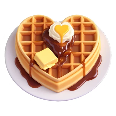 heart-shaped waffle with syrup and a pat of butter, warm and inviting sticker