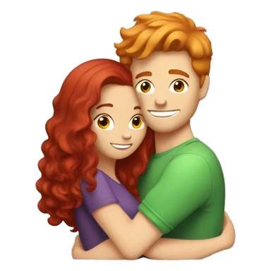 Red hair girl hugging brunette haired white guy sticker