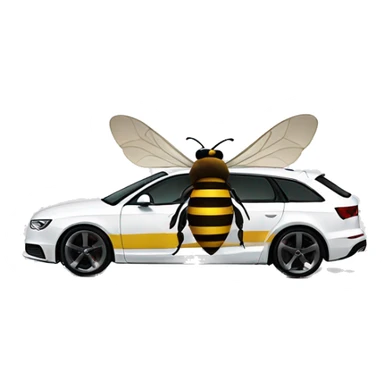 Bee in sunglasses driving inside white Audi  sticker
