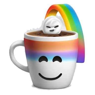 Rainbow coffee cup with hot coco and no face sticker