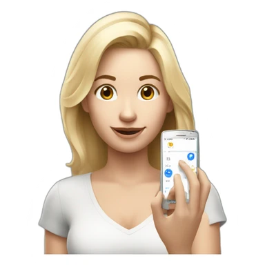 Rubia con celular motorola con numero en la mano sticker