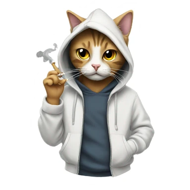 Cat wearing a hoodie smoking sticker