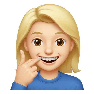 Emoji gêne et content qui mort un seule ongle Et on voit ses dents plus flatter  sticker