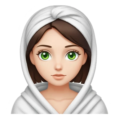 Brunette with green eyes wrapped in towel sticker