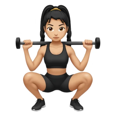 Women with long black ponytail doing a squat with no weights sticker