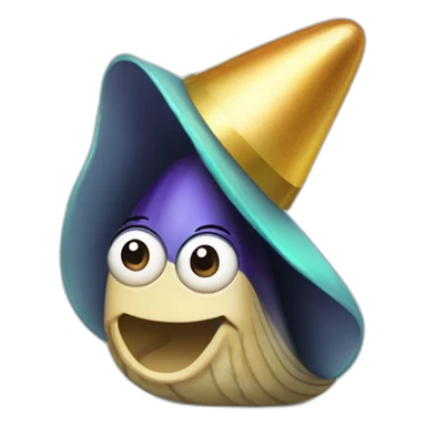 Mussel with a party hat sticker