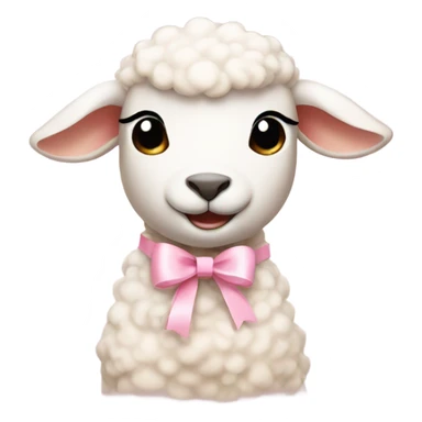 Lamb with light pink bows on ears sticker
