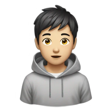 crazy asian boy short hair with hoodie sticker