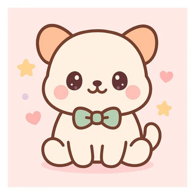 cute animal character wearing a green bowtie, kawaii style sticker