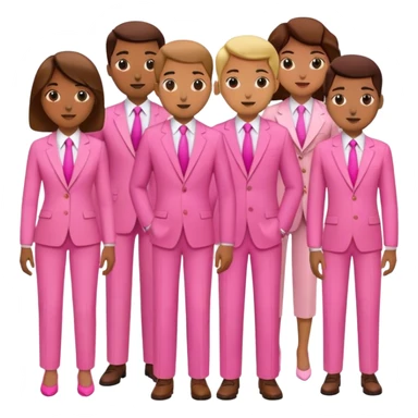 group of office workers in pink suits sticker