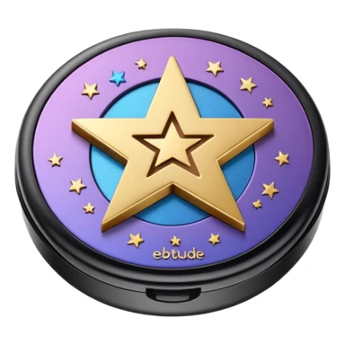 A round case that narrows toward the bottom, with a star-shaped debossed pattern on the eyeshadow and a debossed ETUDE logo beneath it sticker