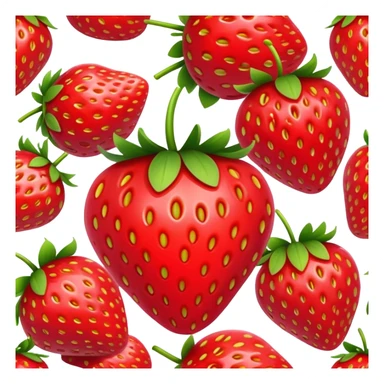 glossy and plump strawberry, realistic but simplified for emoji sticker