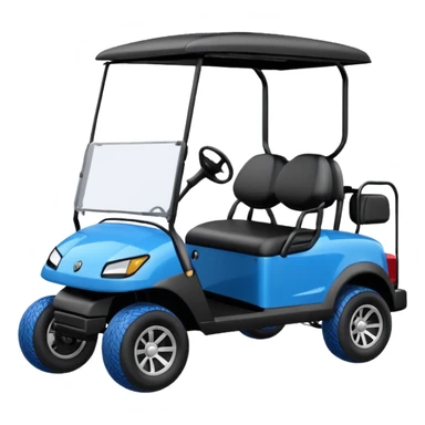 Electric blue golf cart with black seat and top sticker