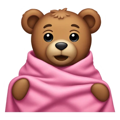 teddy bear in a pink blanket  sticker