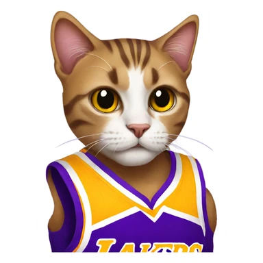 Cat wearing lakers jersey sticker