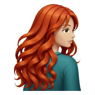 back view of long red hair sticker