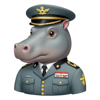 Hippopotame en tenue de general sticker