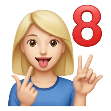 Happy face with tongue out with a number six in one hand and number seven in the other hand sticker