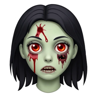 white girl zombie with black hair and blood sticker