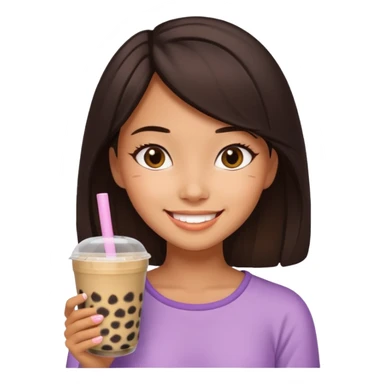Girl with boba tea sticker