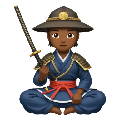 Samurais in Hat, Samurai kneeling  sticker